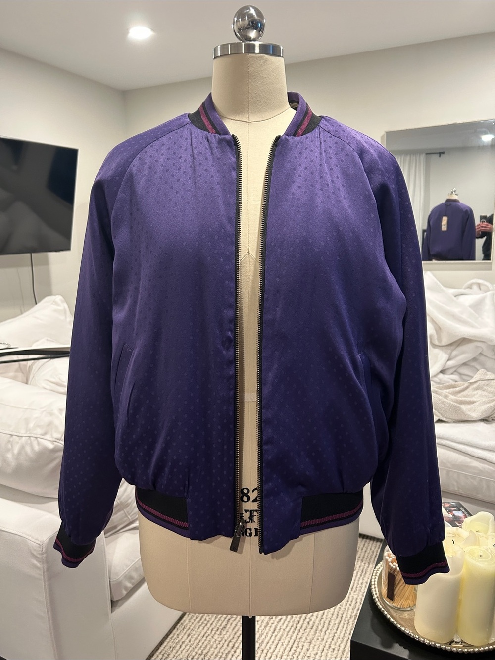 Scotch & Soda Purple reversible Bomber Jacket with Contrast Trim